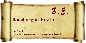 Baumberger Ervin névjegykártya